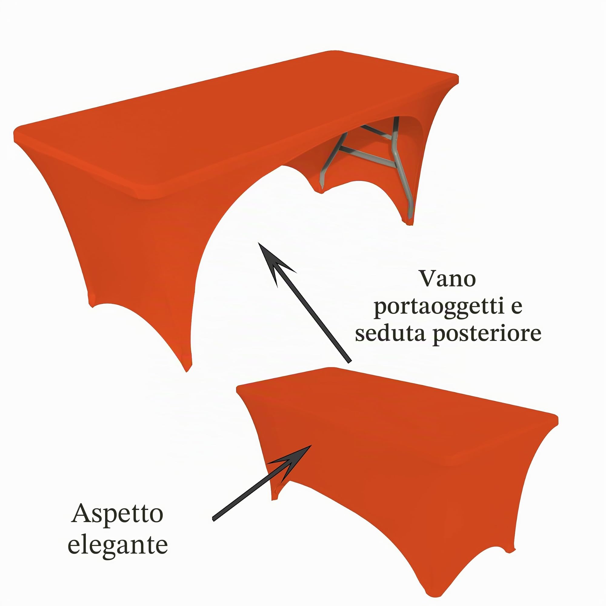 Set di 2 tovaglie rettangolari estensibili in spandex per tavoli rettangolari con retro aperto, lavabili, estensibili, per banchetti, matrimoni - 1,8 m