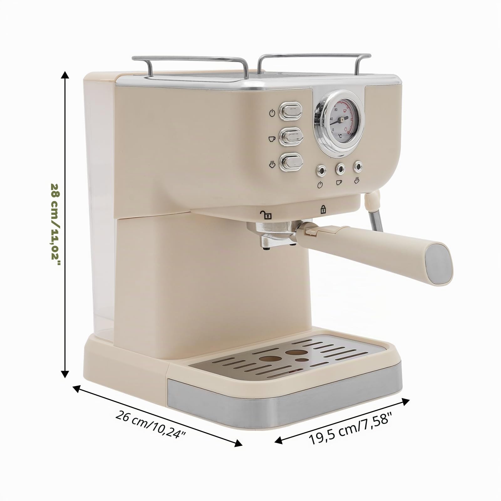 Kaffeemaschine 20Bar, Espressomaschine mit Milchdampfstab 2-in-1 Espresso Siebträgermaschine Espresso-Maschine für Latte und Cappuccino