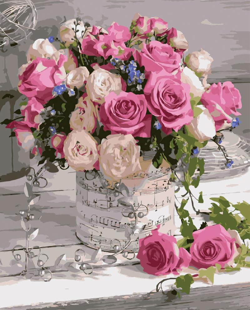 Syntego Diamond Painting Kits for Adults Floral Rose 5D Diamond Art Kit, Aesthetic Flower Wall Decor, Relaxing Craft Kit, Gem Painting