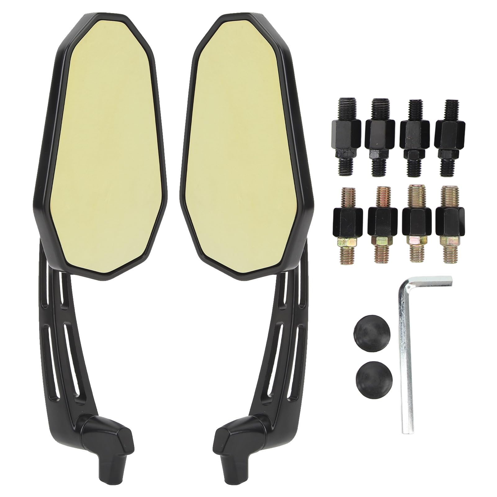 Tbest Para Lusterek Wstecznych Motocykla Obrotowe Lusterko Boczne do Cb1000R Shadow Xl1000V Srebrne Skrzydło z żółtym Szkłem Materiał o Wysokiej Wytrzymałości, Szersza przejrzystość, łatwa