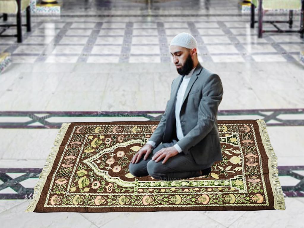 Abiyou Muslim Prayer Mat, Islamic Prayer Rug, Islamic Prayer Mat with Elegant Design Bag, Portable Foldable Prayer Rug - Image 2