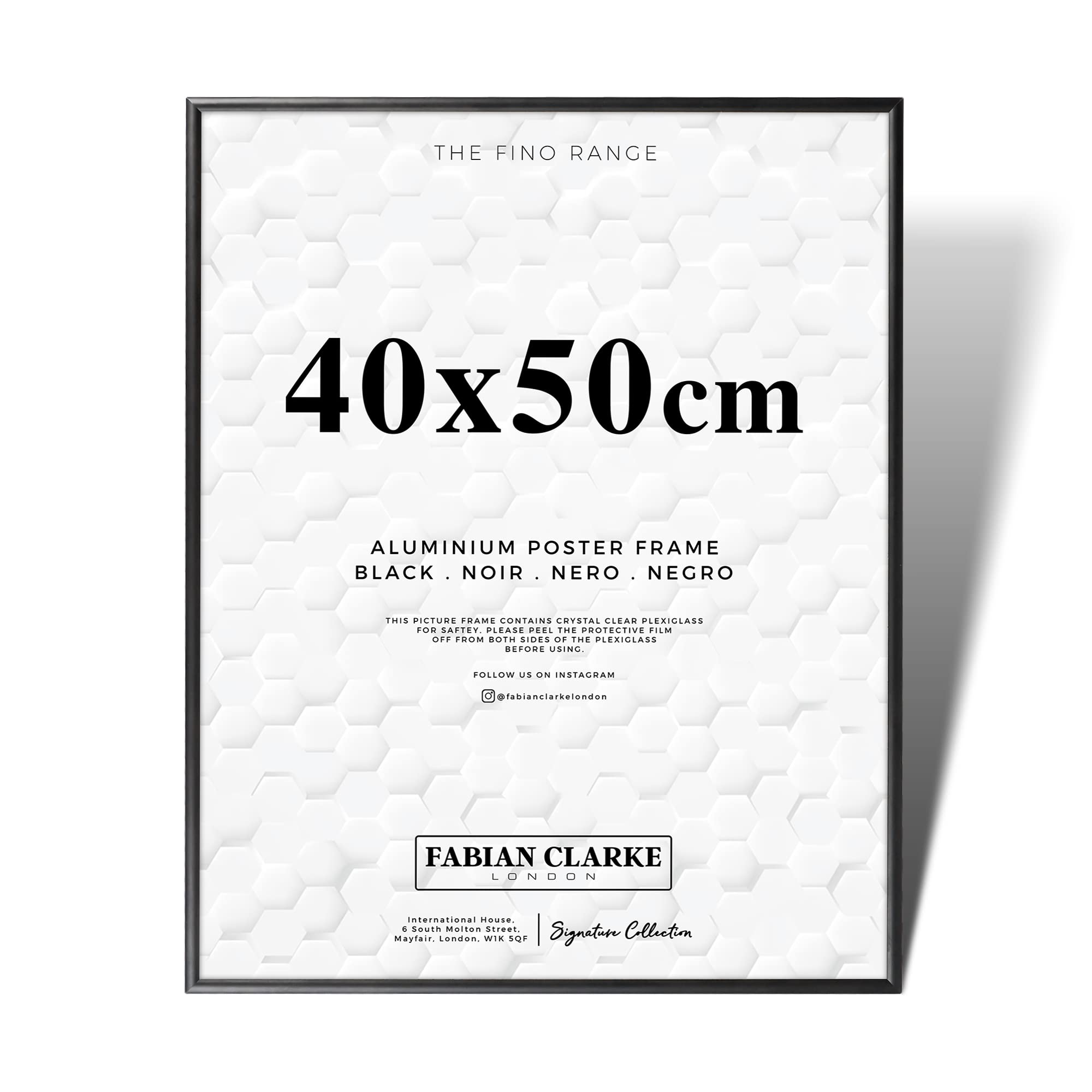 Fabian Clarke London Black Fabian Clarke London® 40X50cm Aluminium Picture Frame Hang Portrait Or Landscape With Safety Plex Glass