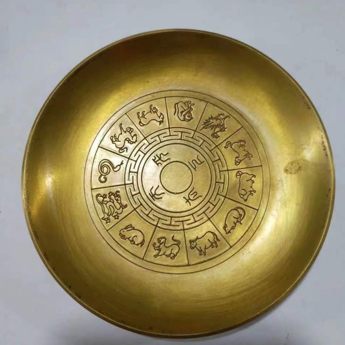 Copper Ink Brush Washer Creative Zodiac Craft Design, Practical Ink Water Dish Made of Elegant Golden Copper, for Chinese Japanese Calligraphy and Painting Supplies