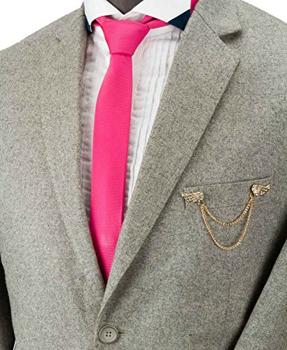 Knighthood Mens Double Angels Wings with Hanging Chain Brooch/Collar Pin/Lapel Pins Golden