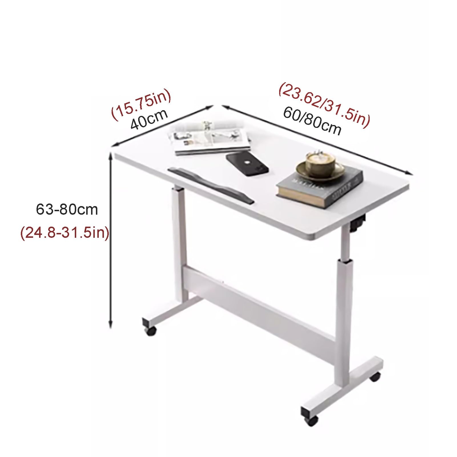 Mesita de noche ajustable para laptop, carrito de computadora con ruedas, mesa auxiliar móvil para aperitivos, sofá, mesita de noche, mesa auxiliar reversible, escritorio de pie