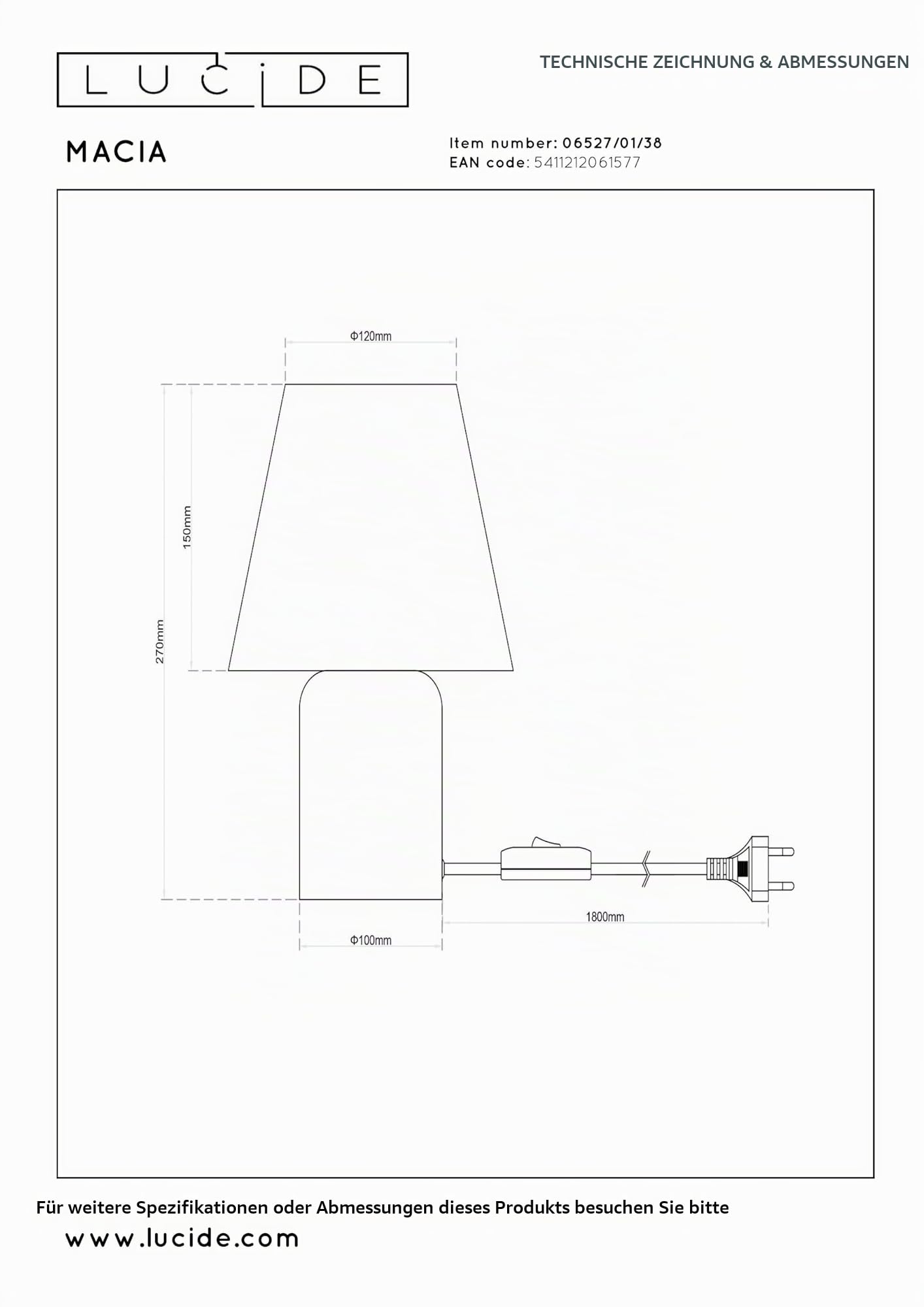 LUCIDE MACIA - Tischlampe - 1xE14 - Beige