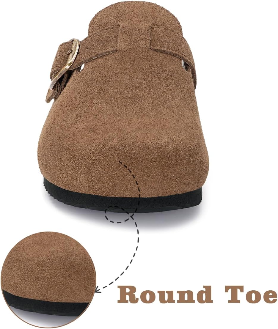 Kids Suede Clogs Boys Girls Cork Footbed Potato Shoes Classic Slip On Leather Mules Children Indoor Outdoor Sandals with Adjustable Buckle - Image 3