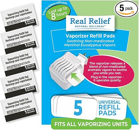 Pads de Reposição AromaHouse Real Relief para Vaporizer Aromaterapia Sem Água, 5 Unidades de Eucalipto Mentolado Relaxante