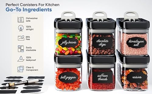 Chef's Path Airtight Food Storage Containers (Set Of 6/1.5L) For Kitchen & Pantry Organization - Clear Plastic Canisters For Cookies, Herbs, Spices, Dry Food Storage - Snack Containers With Lock Lids #TOP1
