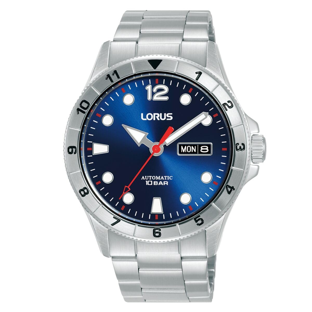 Lorus Sport Man Herren Uhr analog Automatik mit Edelstahl Armband,Silber