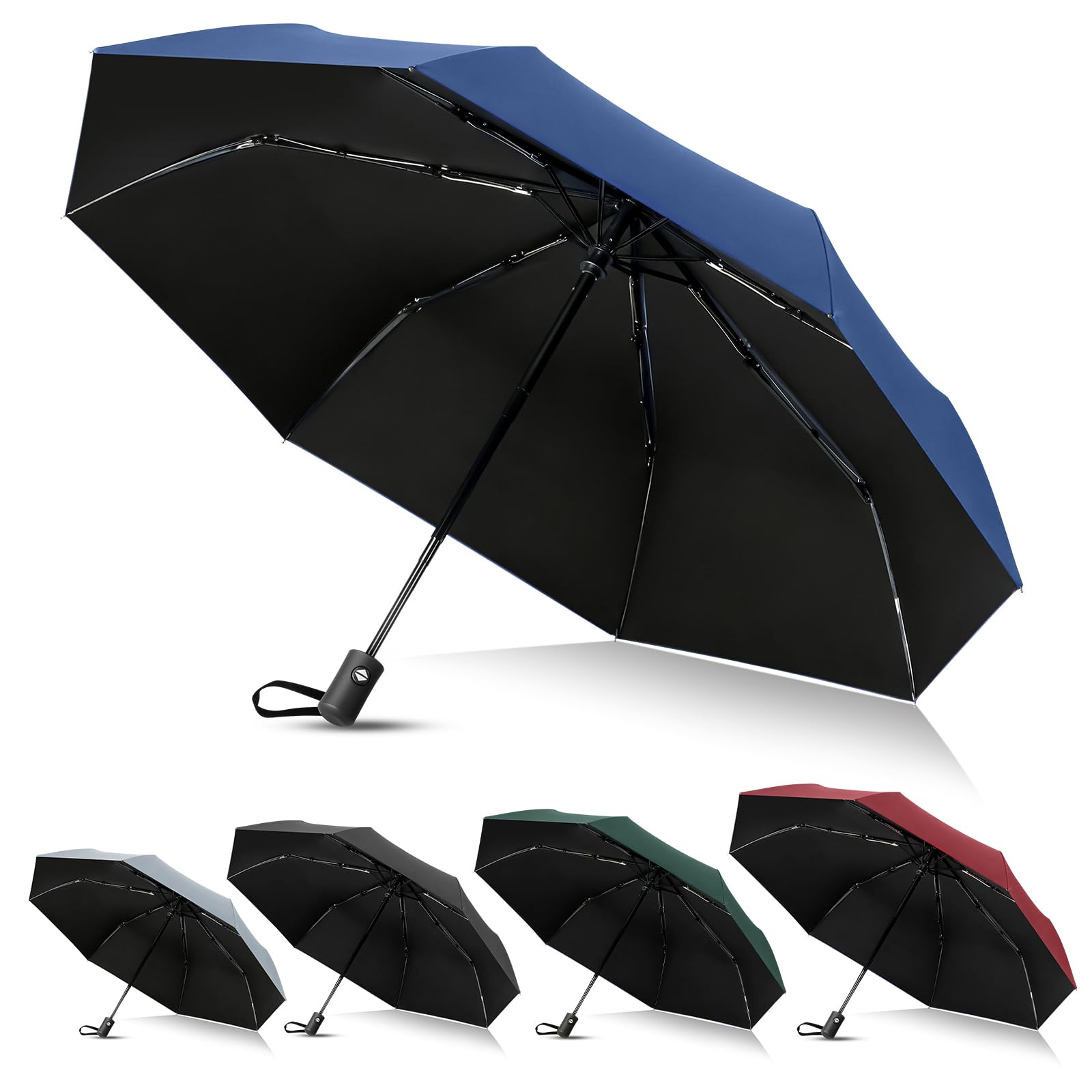 Compact Travel Folding Umbrella,Durable Rain Windproof Portable Umbrella with Strong Ribs Reinforced Canopy Ergonomic Handle Auto Open/Close -Man & Woman umbrella