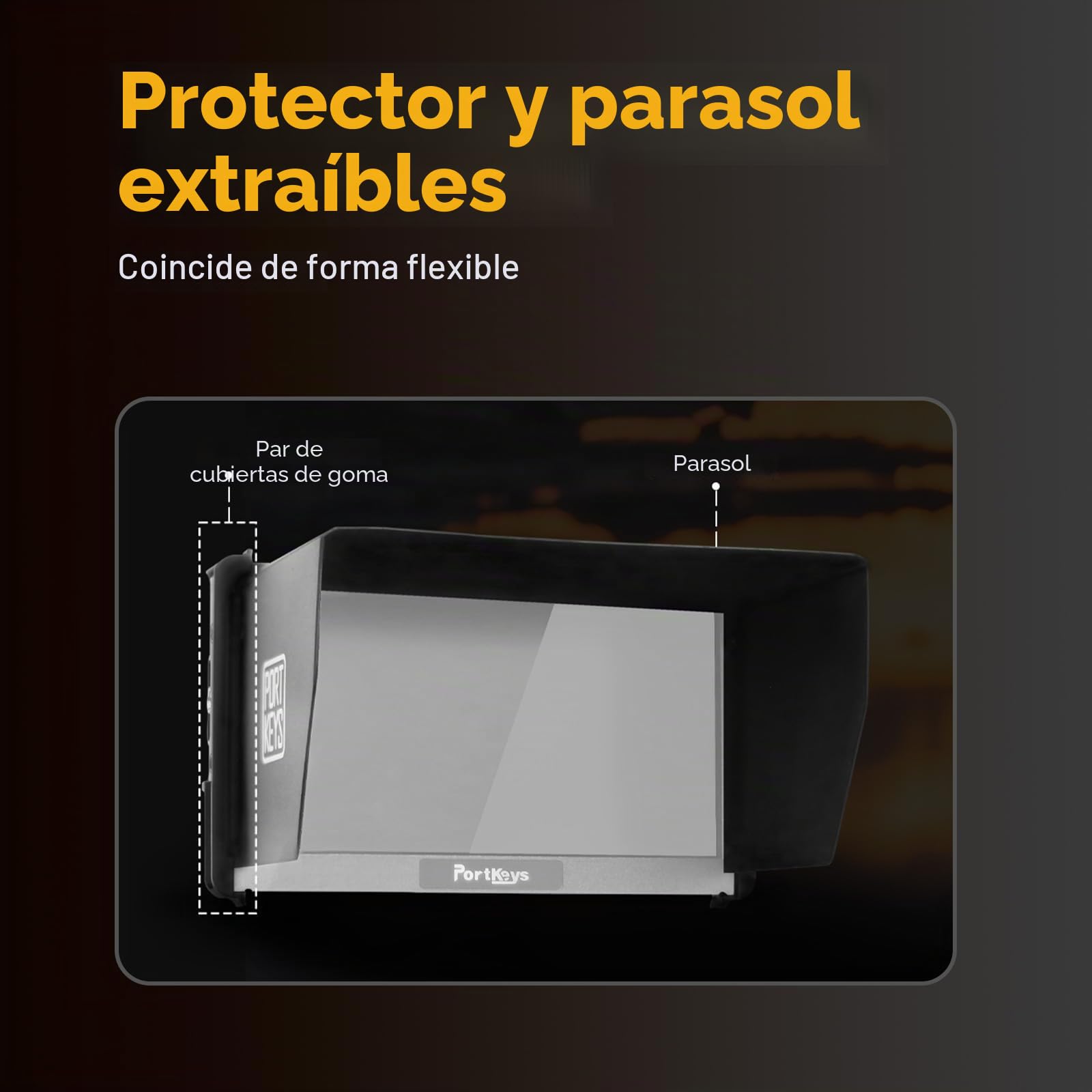 Portkeys HD7H Monitor de Campo para Cámara 7" 1000nits Entrada HDMI 4K Pantalla Mate Antirreflejo con Parasol para Cámaras DSLR