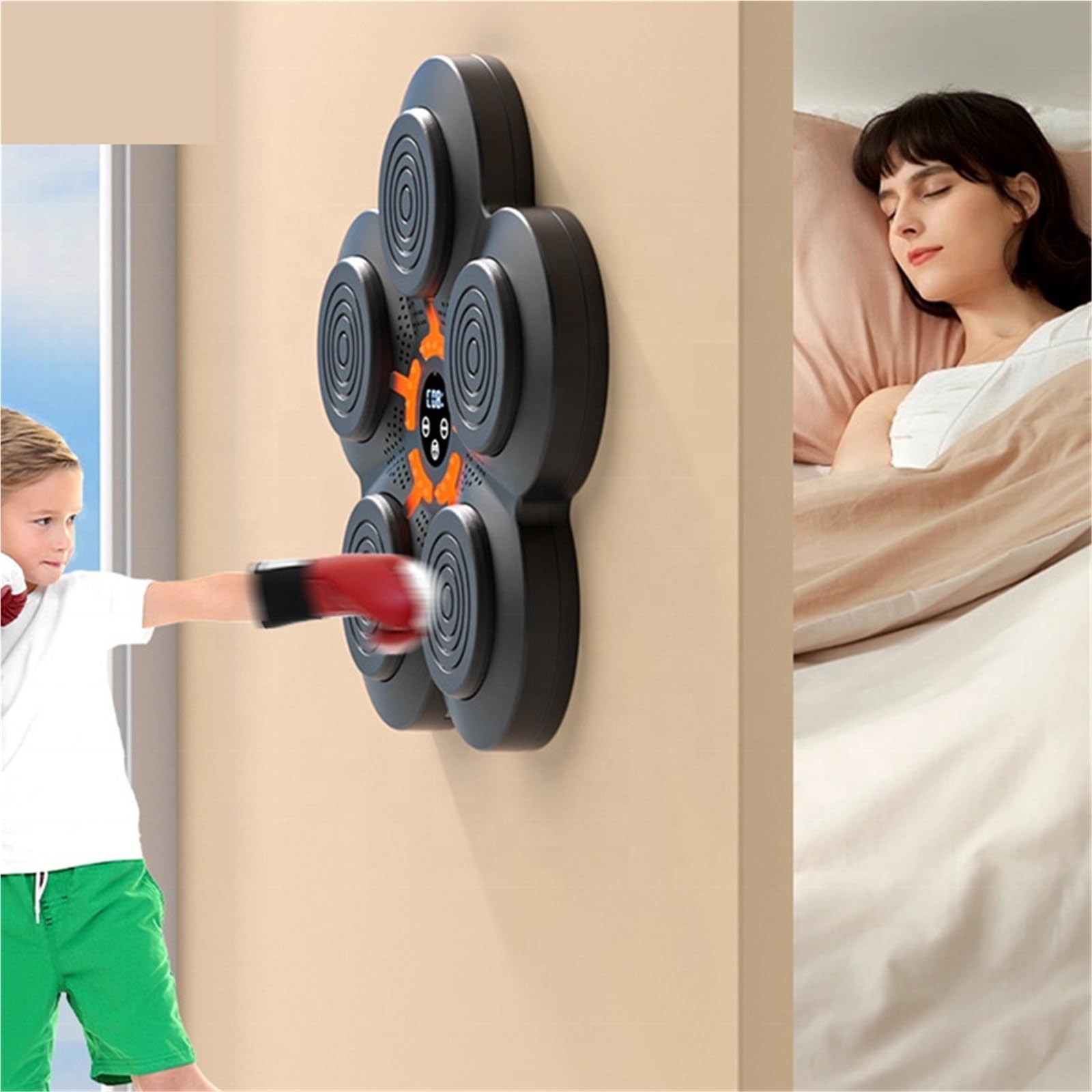 Entrenador de Boxeo Musical, Maniquí electrónico montado en la Pared para el hogar, Entrenador de Boxeo con música Inteligente, con Guantes, reacción Objetivo