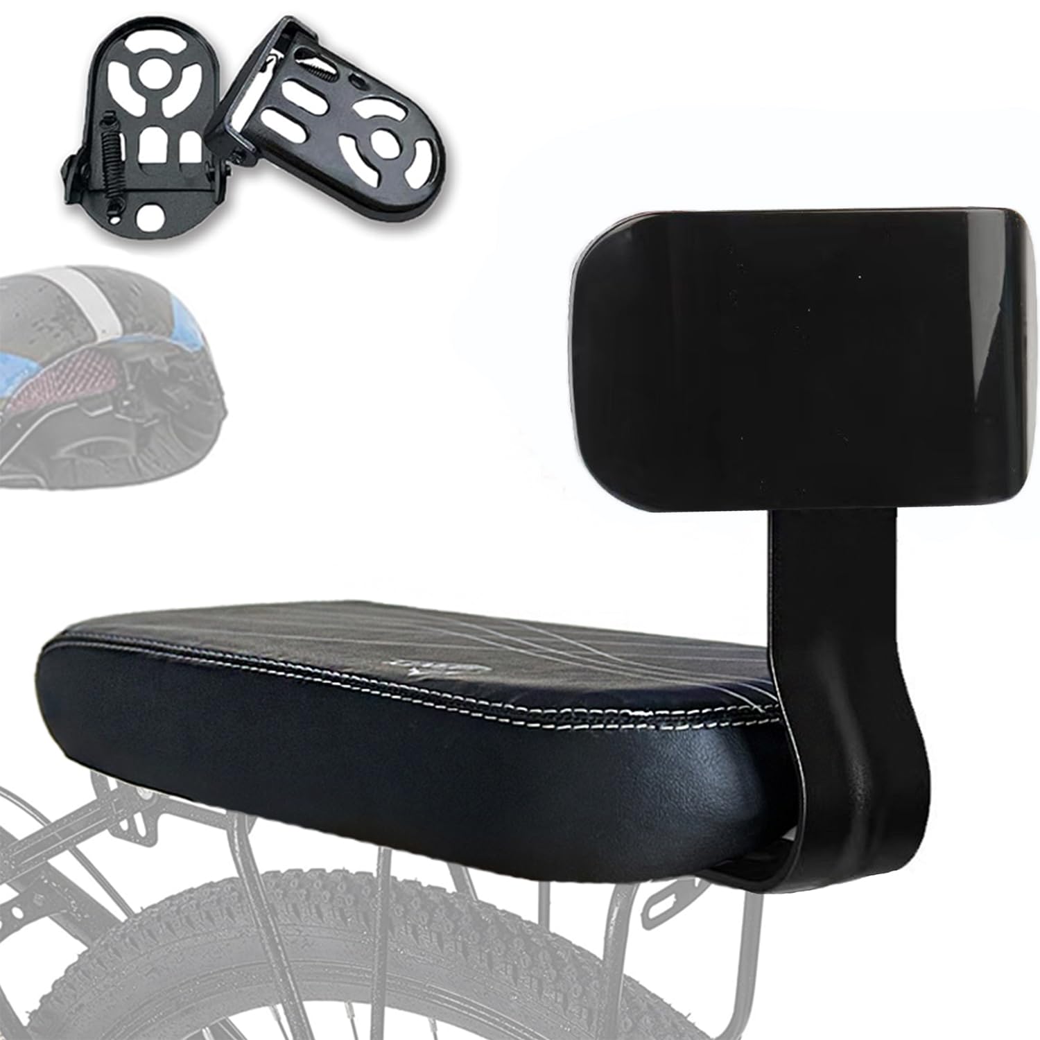 Fahrradrücksitz+Klapprad Hinten Pedal,Polstersattel mit Rückenlehne(2024 Neue verdickte Rückenlehne