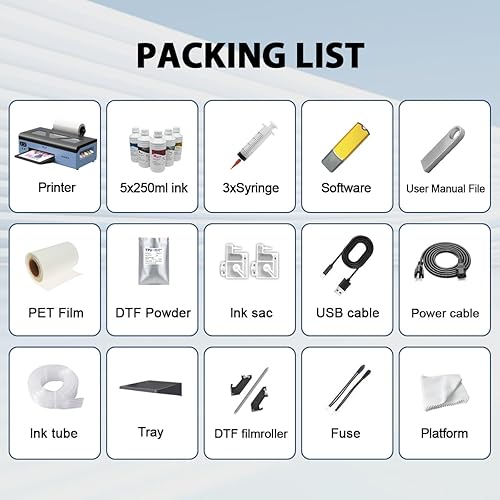 Miniatura 8 de PLK Impresora DTF con alimentador de rollo, impresora de transferencia A3 L1800 con sistema de circulación de tinta blanca para camisetas,