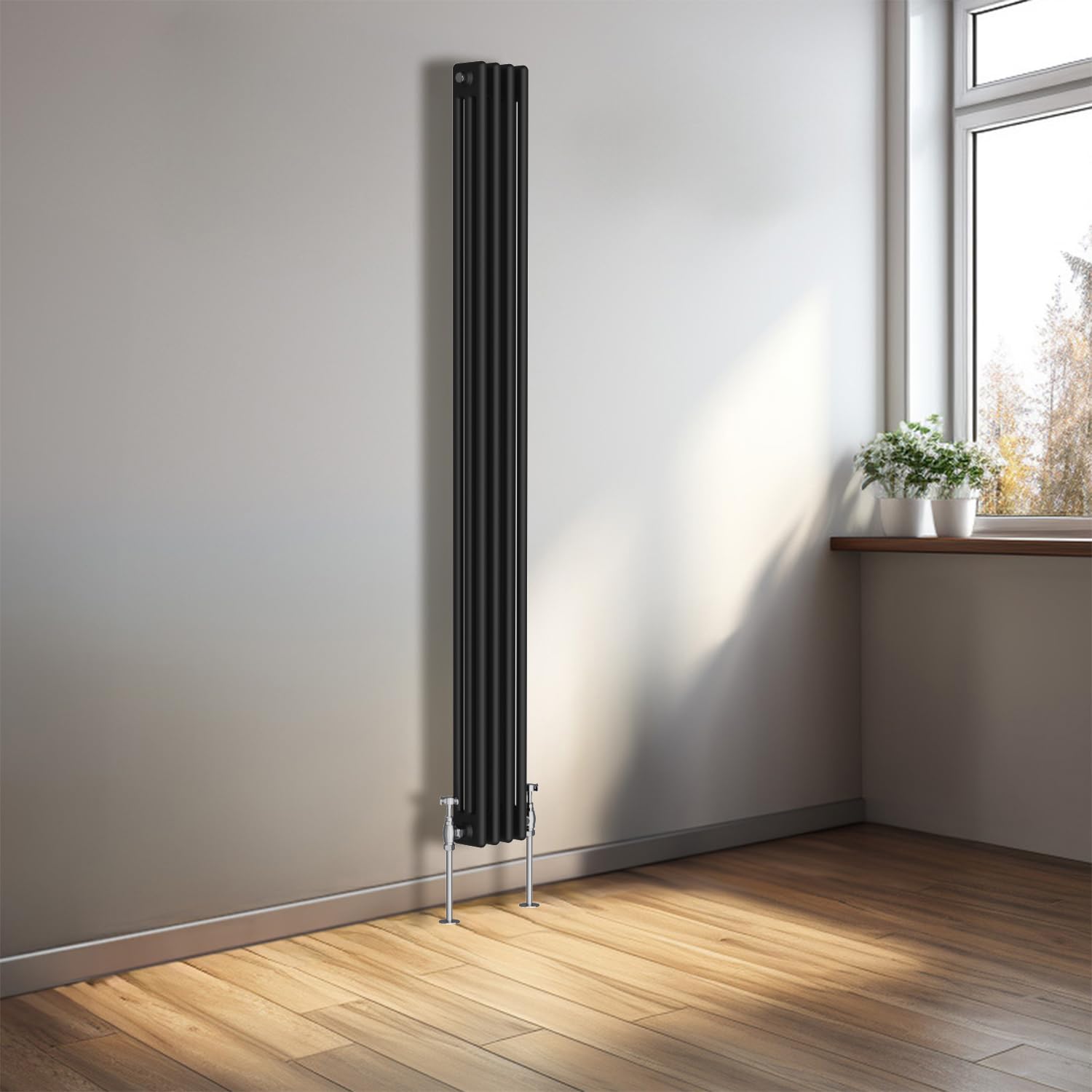 NRG 1800x200mm Cast Iron Vertical Radiator Black 3 Column — image 1