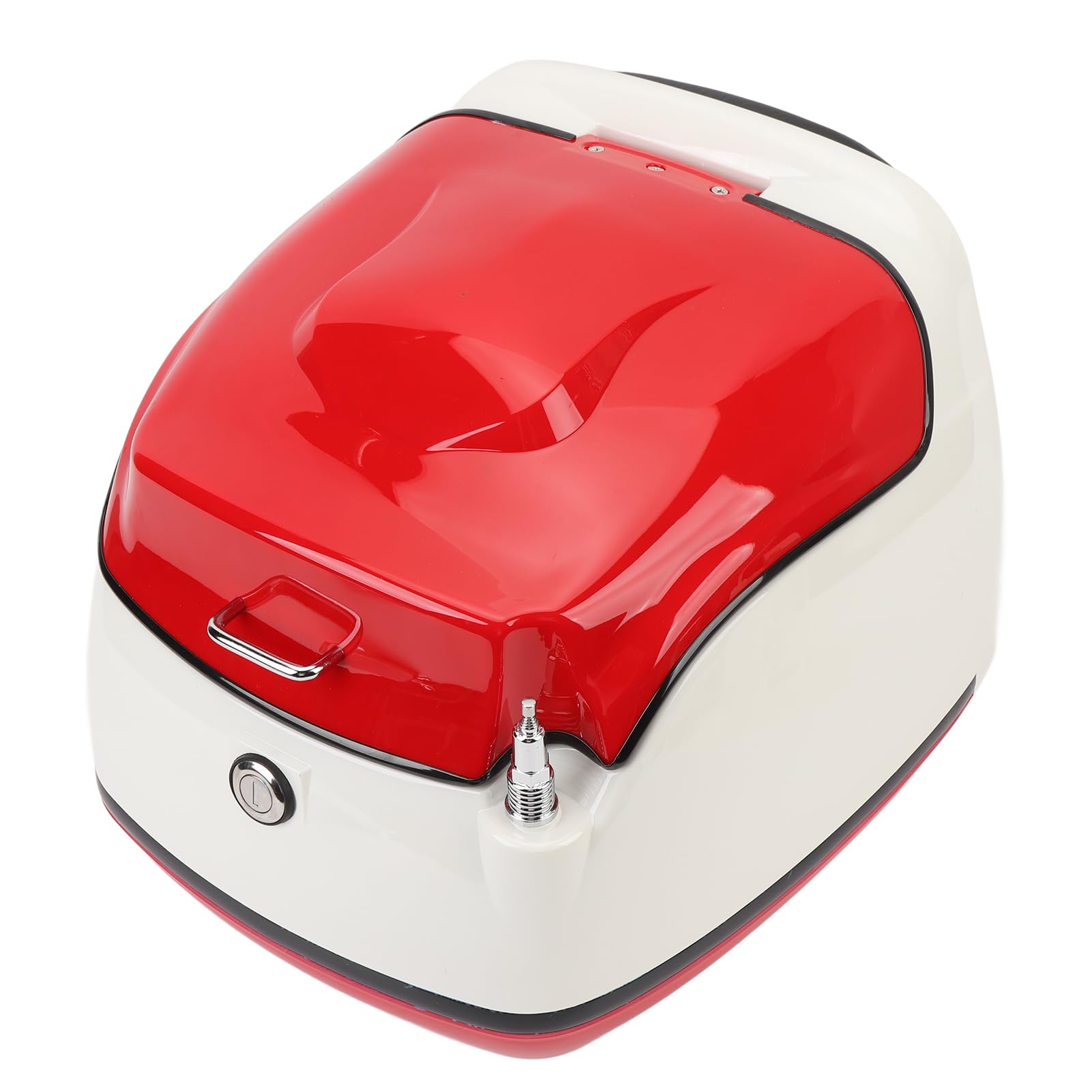 Qqmora Bauletto per Moto da 38 Litri Elegante Contenitore Resistente All'acqua per Scooter e Motociclette Realizzato in Plastica ABS Ad Alta tenacità (Bianco e Rosso)