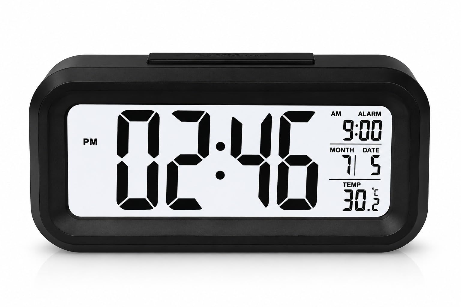 Digital Alarm Clock with Large LCD Display | Time Date Month Temperature Display | Silent Non-Ticking Desk Clock | Battery Operated Bedside Clock for Bedroom Office Study Kids Room-image-20