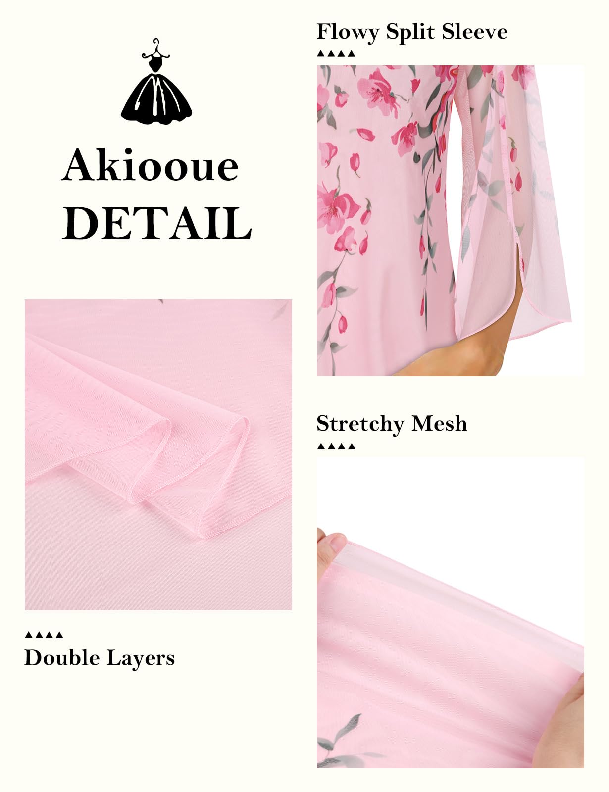 Syphiby Damen-Blusen mit Rüschen, 3/4-Ärmel, Tunika, Tops, locker, fließend, quadratischer Ausschnitt, Chiffon, doppellagig, Netzhemden, M-3XL
