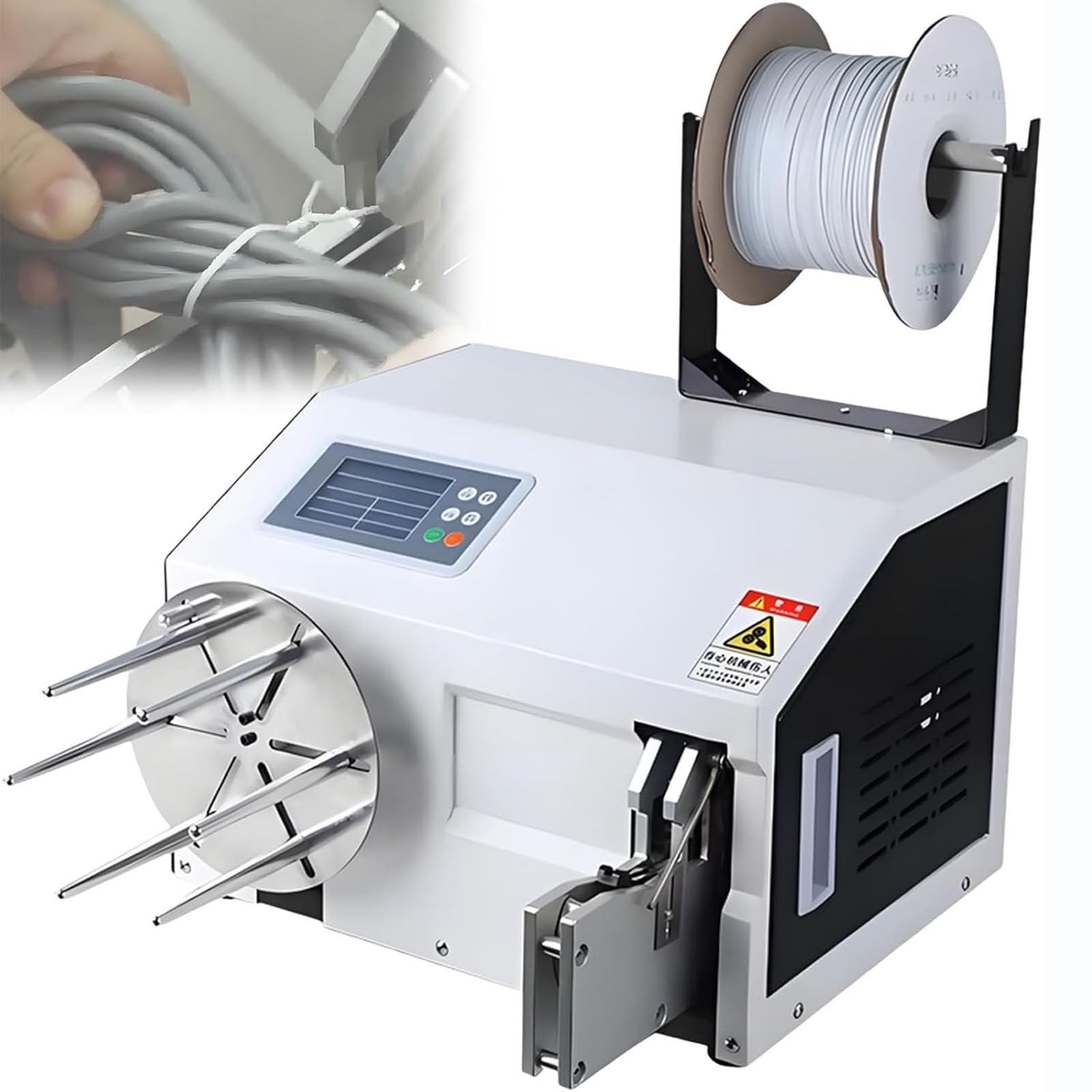 Sigillatrice semiautomatica per chiusura e impacchettamento di sacchetti, include fascette metalliche intrecciate, rilegatura a sensore per supermercati, diametro impacchettamento: 5-30 mm