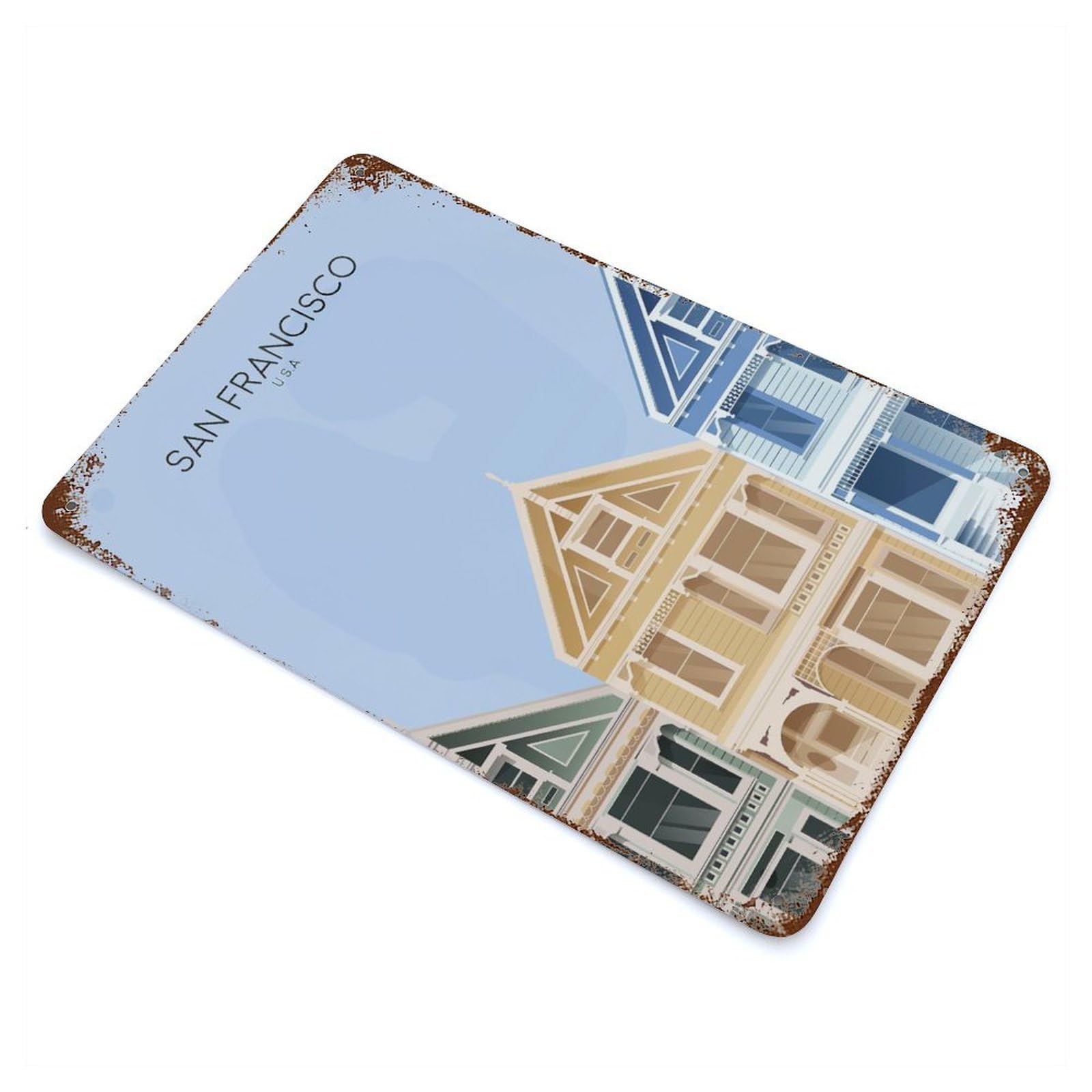 Rust Effect San Francisco Snippet Decorative Tin Sign 11.8"x7.9", Rustic Home Decor for Cafe, Home Bar And Lounge Decor