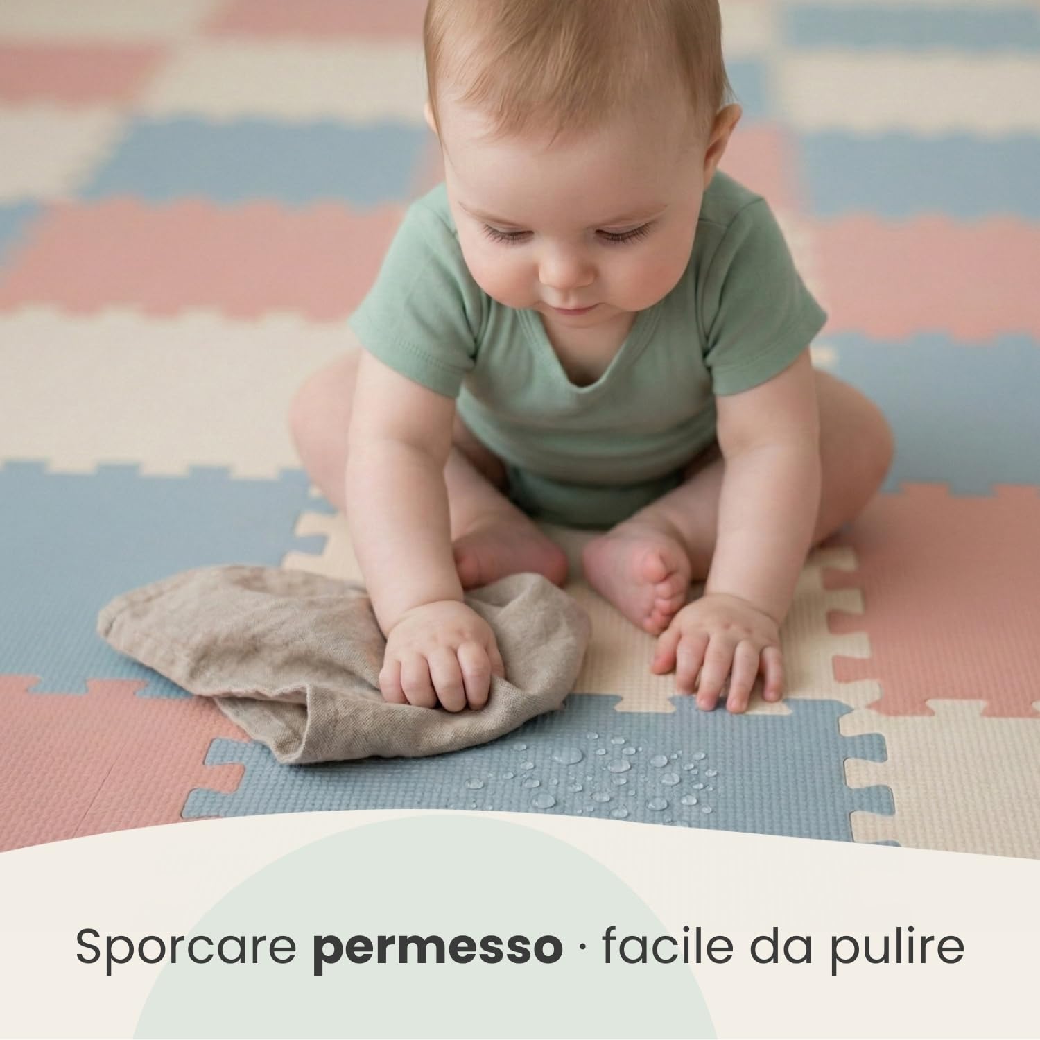 LittleTom 27 Pezzi Tappeto Puzzle per Bambini - Certificato TÜV - Piastrelle EVA con Bordi 30x30 cm - Pavimento Morbido e Antiscivolo - Superficie Puzzle Protettiva per la Cameretta e Gioco a Terra