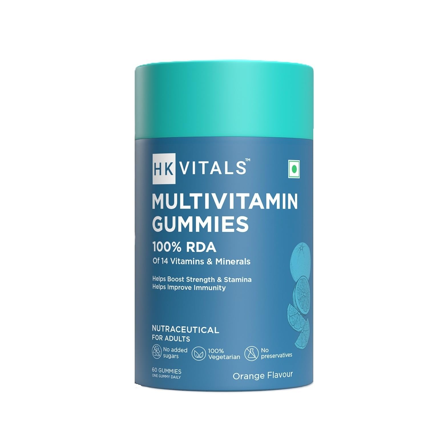 hk vitals Multivitamin Gummies (Orange, 60 Days Pack) | For Men & Women | Boosts Energy & Immunity, Supports Joint Health