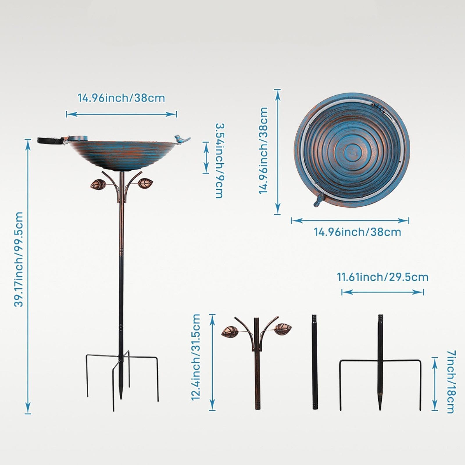 Sharplace Comedero para Pájaros, Bebedero para Pájaros de Jardín, Cuenco, Elegante Bebedero para Pájaros Instalable con Estaca de Metal para Amantes de Las Aves