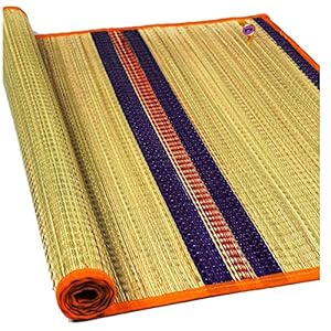 Jayam Traditional Striped Korai Coir Floor Mat (6 X 3.5, Blue)