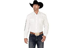 Stetson Men's White Solid Logo Long Sleeve Western Shirt 11-001-0489-0025