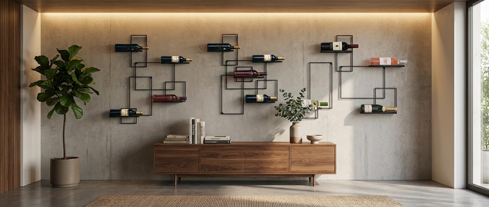 DanDiBo Portabottiglie da Parete Metallo Nero Black Line Scaffale Portabottiglie Porta Vino Portabottiglie Wine Rack