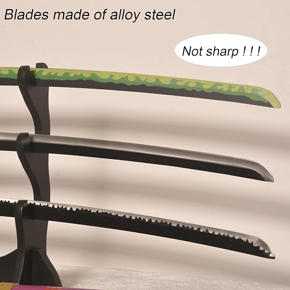 Roronoa Zoro 3 Piece Set Swords Kitetsu Yama Enma Wado Ichimonji with Display Stand Zoro Role Play Accessories Made of Metal,for Role-Playing and Collection Two Combinations Available