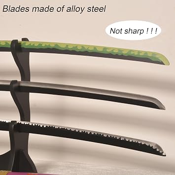 Roronoa Zoro 3 Piece Set Swords Kitetsu Yama Enma Wado Ichimonji with Display Stand Zoro Role Play Accessories Made of Metal,for Role-Playing and Collection Two Combinations Available