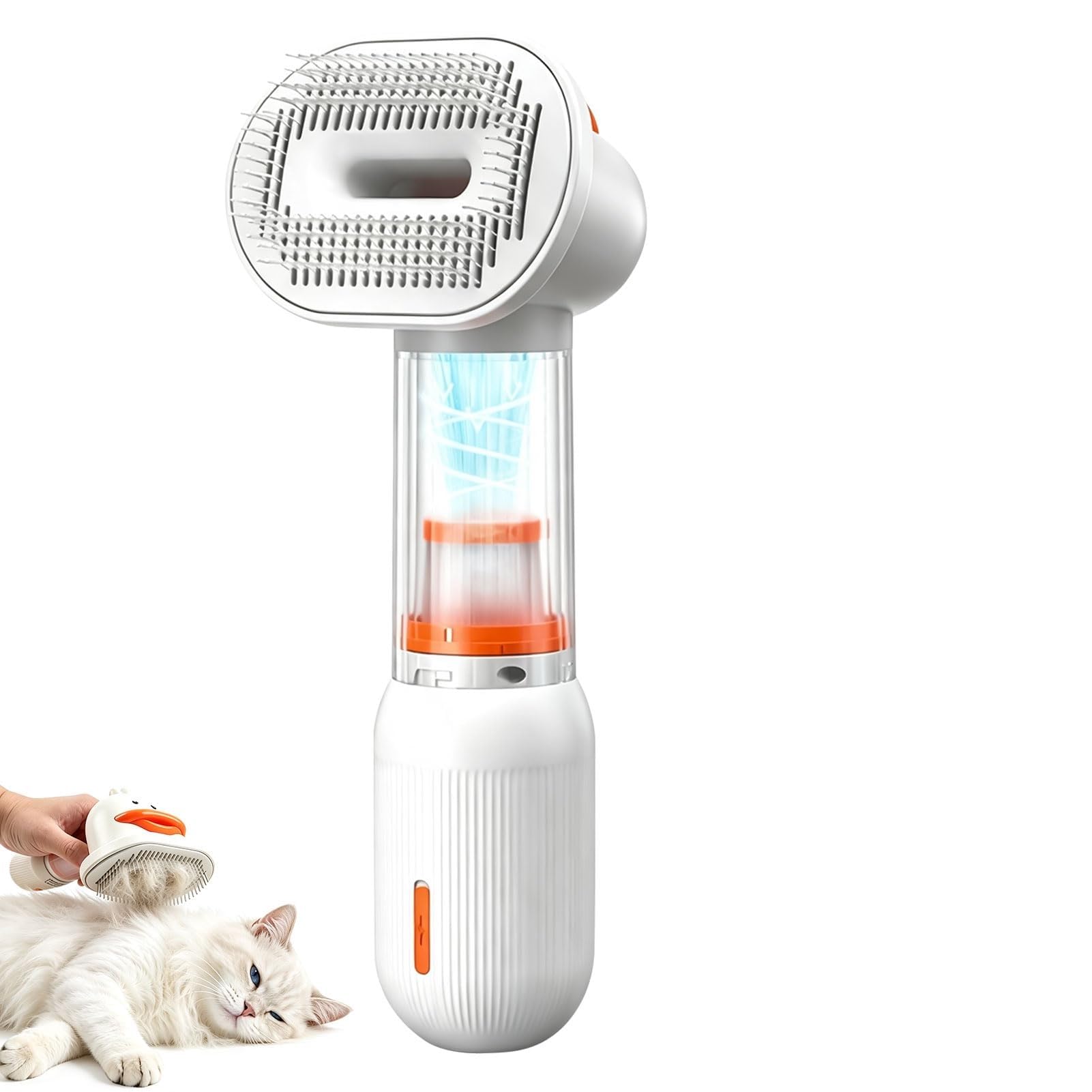 4 in 1 Elektrische Katzenbürste, Kabellos Staubsaugerbürste Hund (A) | Hundebürste Unterwolle, 800mAh Akku, Selbstreinigend, mit 4 Werkzeugen, Entfernen Sie Schwebende und Verfilzte Haare, Föhnen