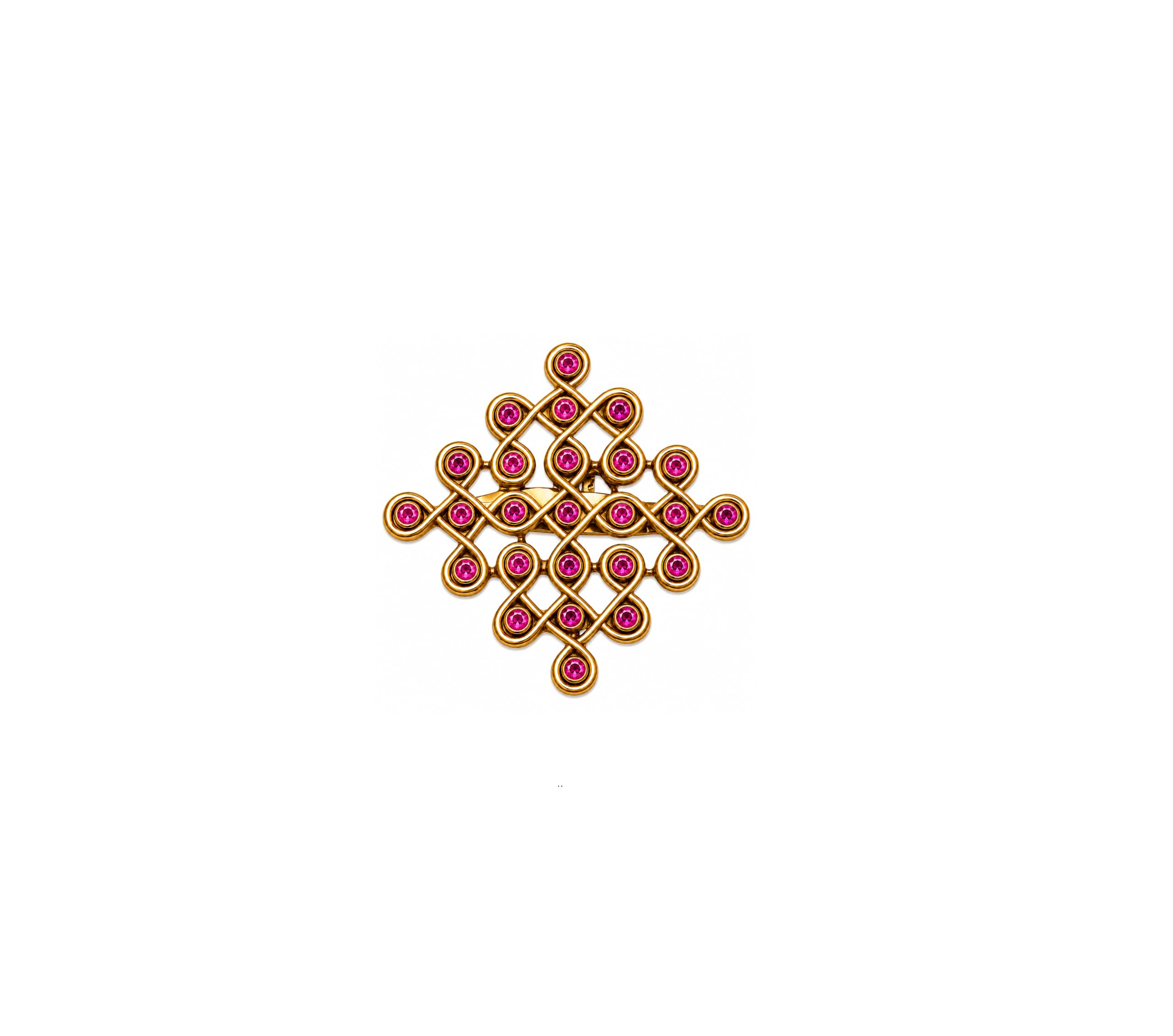 Handmade Kolam Design Saree Brooch Pin for Women & Men | Gold Finish Crystal Stone Brooch | Traditional Saree Pin | Unisex Ethnic Brooch for Saree, Shawl, Dupatta, Blazer, Kurta & Coat |Pink Stone-picture-52