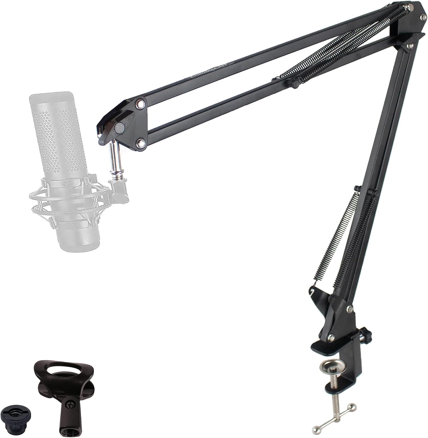 ChromaCast Pro Series 28″ Scissors Arm Adjustable Microphone Desk Stand with Boom Suspension, Includes Mic Clip (CC-SDMIC-STAND-28) ChromaCast Pro Series 28″ Scissors Arm Adjustable Microphone Desk Stand with Boom Suspension, Includes Mic Clip (CC-SDMIC-STAND-28)