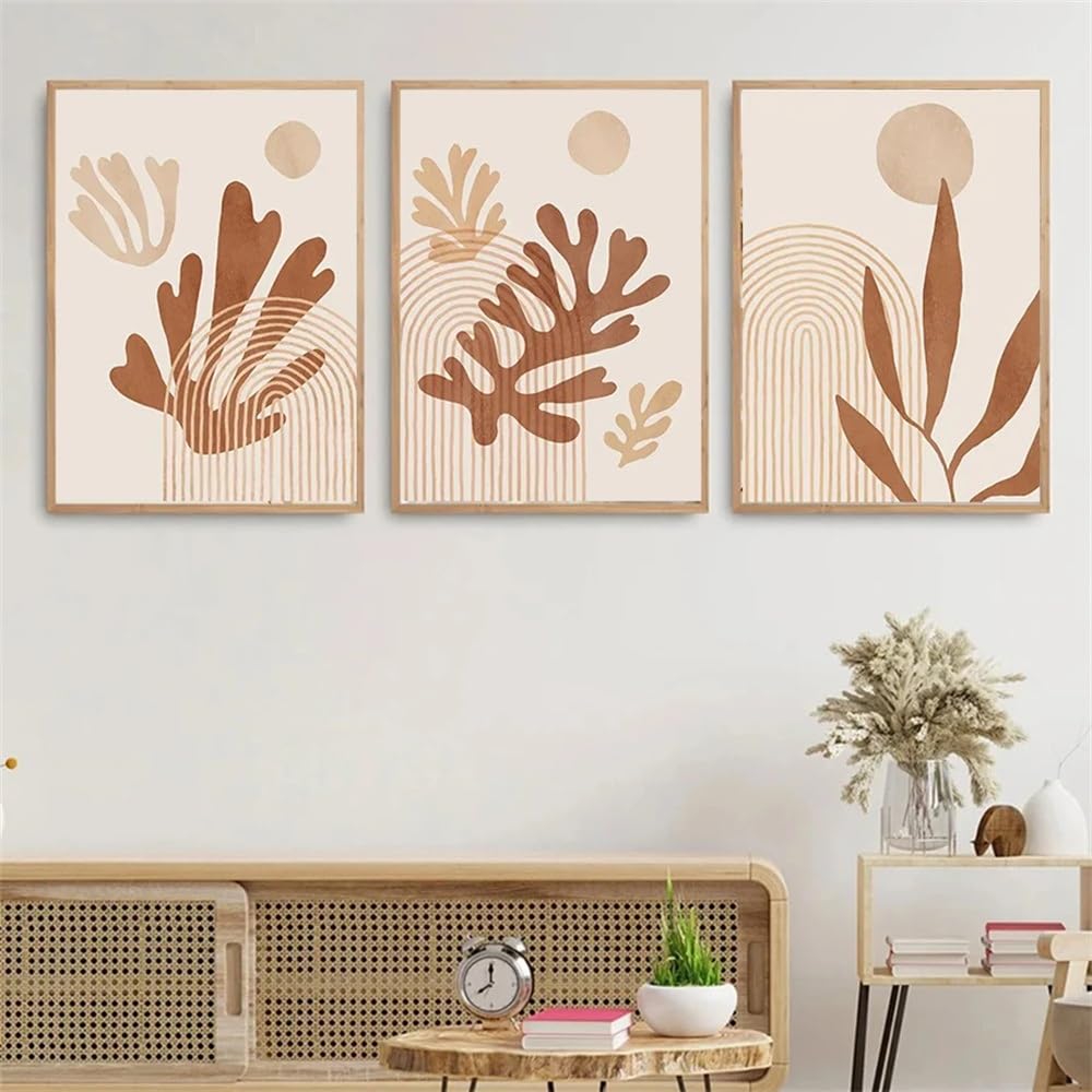 WUHBCZ Canvas Paints-Abstract Art Coral Leaf Modern Nordic Canvas Poster Wall Four Seasons Hanging Painting Home Living Room Office Bedroom Decoration-60 * 80cm/3PCS (No Frame)