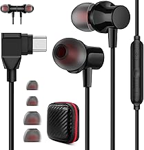 USB C Earphones for Samsung A56 A36 A17 A55 A35 A54 5G,90° Degree Type C In-Ear Headphones with Microphone Cable HiFi Stereo for Galaxy S25 S24 iPad iPhone 17 16th 15 Pixel 10 9a Mi Poco X7