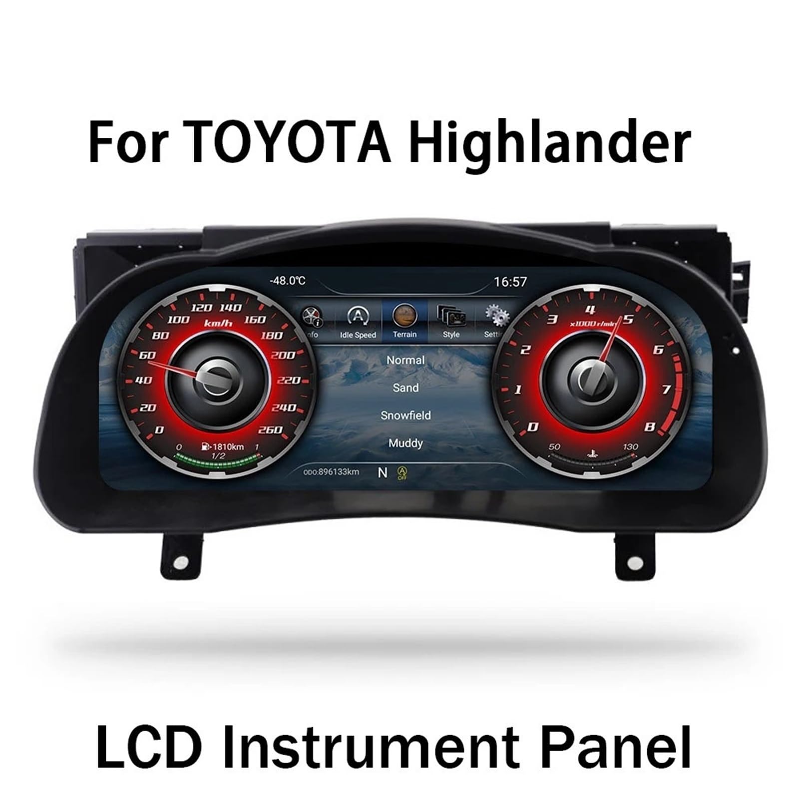 tachometr Akcesoria samochodowe 12,3-calowy panel LCD z wyświetlaczem wskaźników, pasujący do Toyoty Highlander Kluger 2015-2019 prędkościomierz