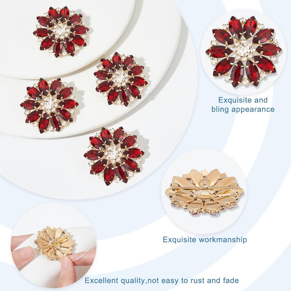 FINGERINSPIRE 4Pcs Bouton En Alliage De Fleur Avec Tige En