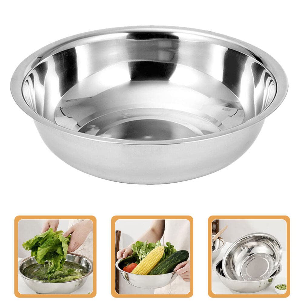 CALLARON Zuppiera Ciotola In Metallo Bacinella In Acciaio Inox Ciotola Per Lavare Le Verdure Ciotola Per Mescolare Insalatiera Piatto Vasca Lavabo Vasca Fruttiera Per Cucina Domestica L