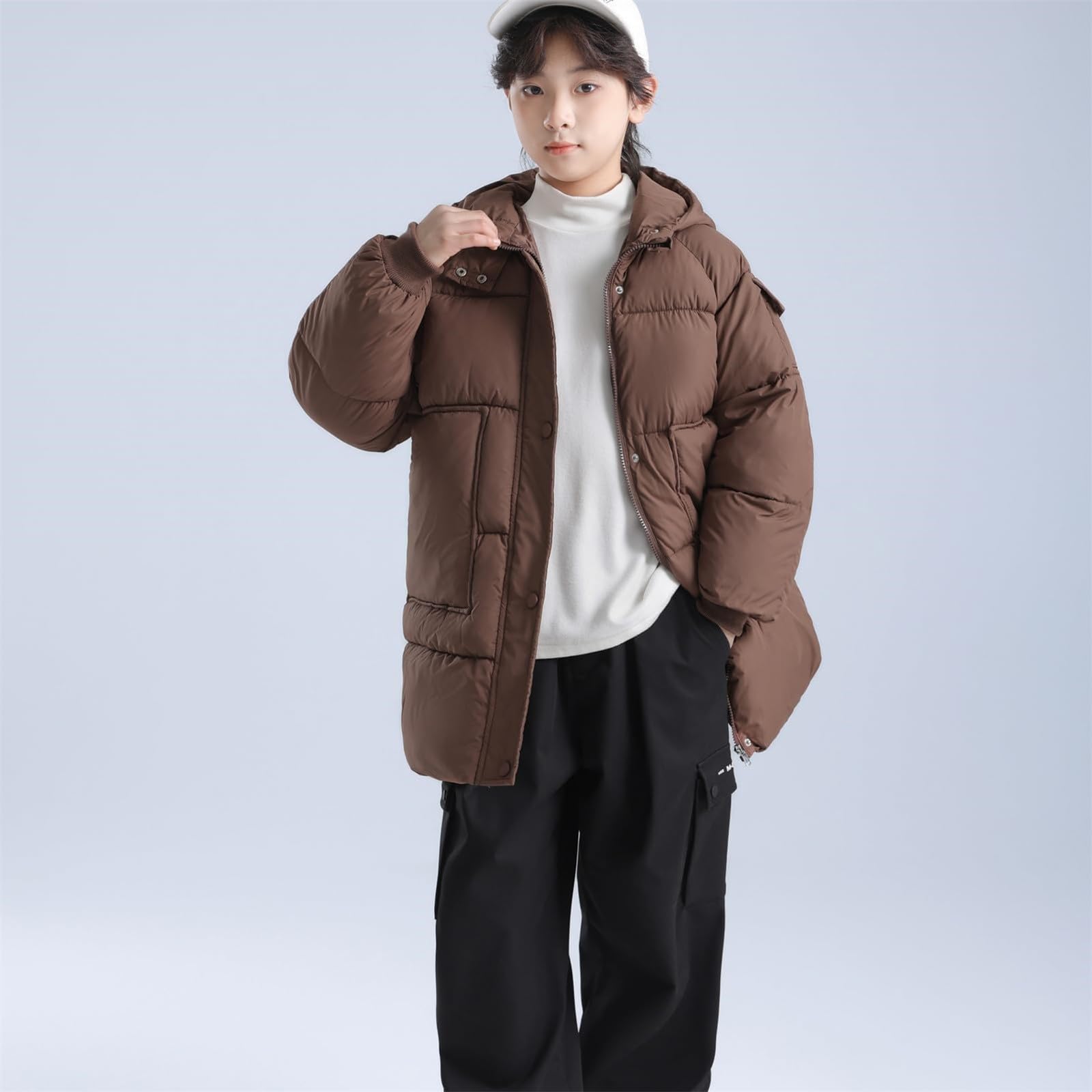 Chaqueta de invierno acolchada con capucha para niñas, abrigo cálido y grueso, abrigo de plumón para niños, abrigo cómodo para exteriores