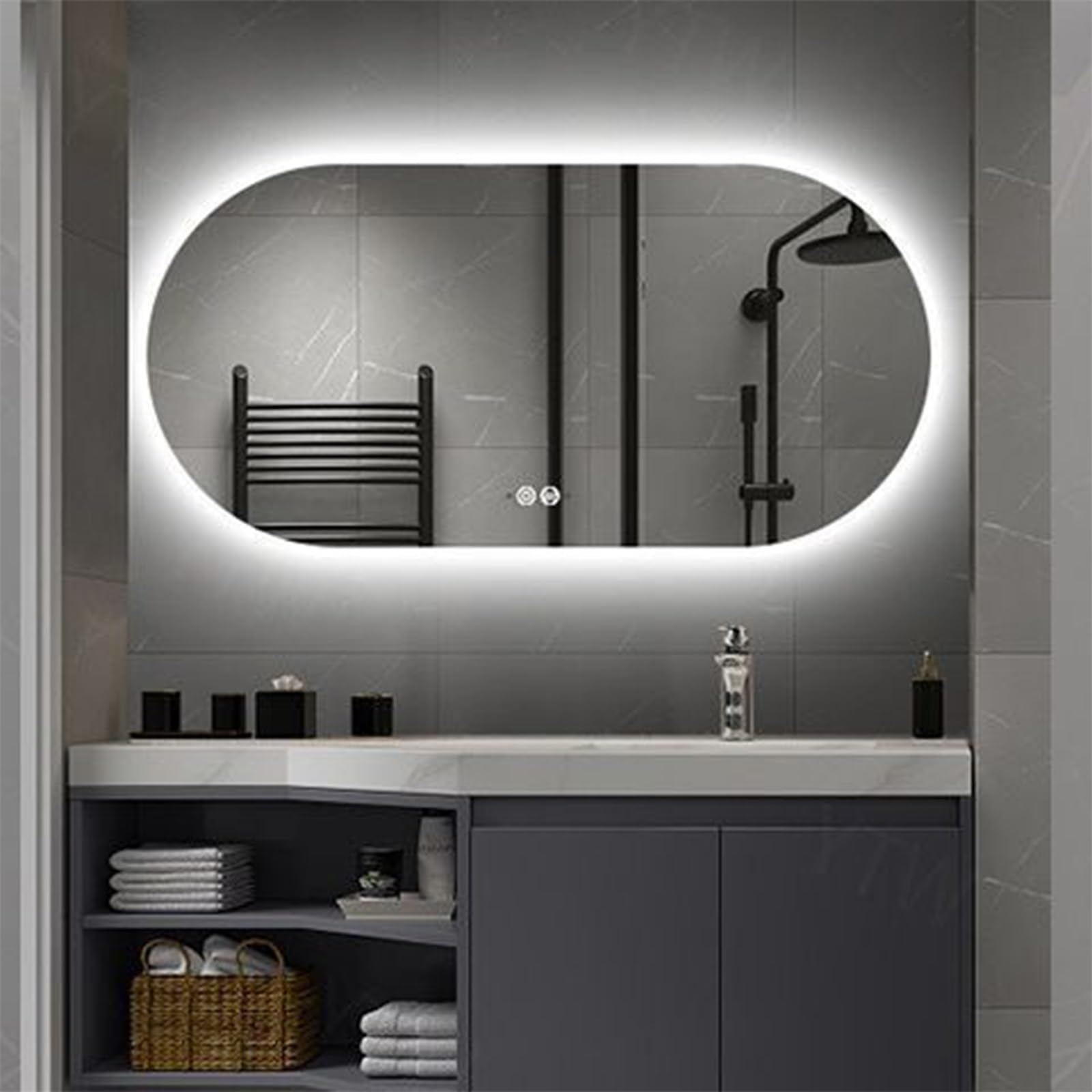Miroir de salle de bain ovale LED résoud le manque de lumière HD