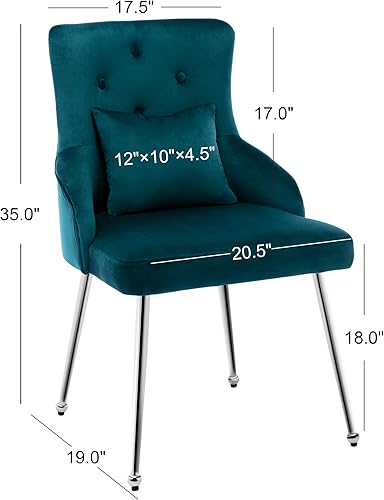 Miniatura 17 de Silla de tocador de terciopelo con respaldo, moderna silla pequeña sin brazos con patas de metal, silla auxiliar tapizada para sala de estar, Gris