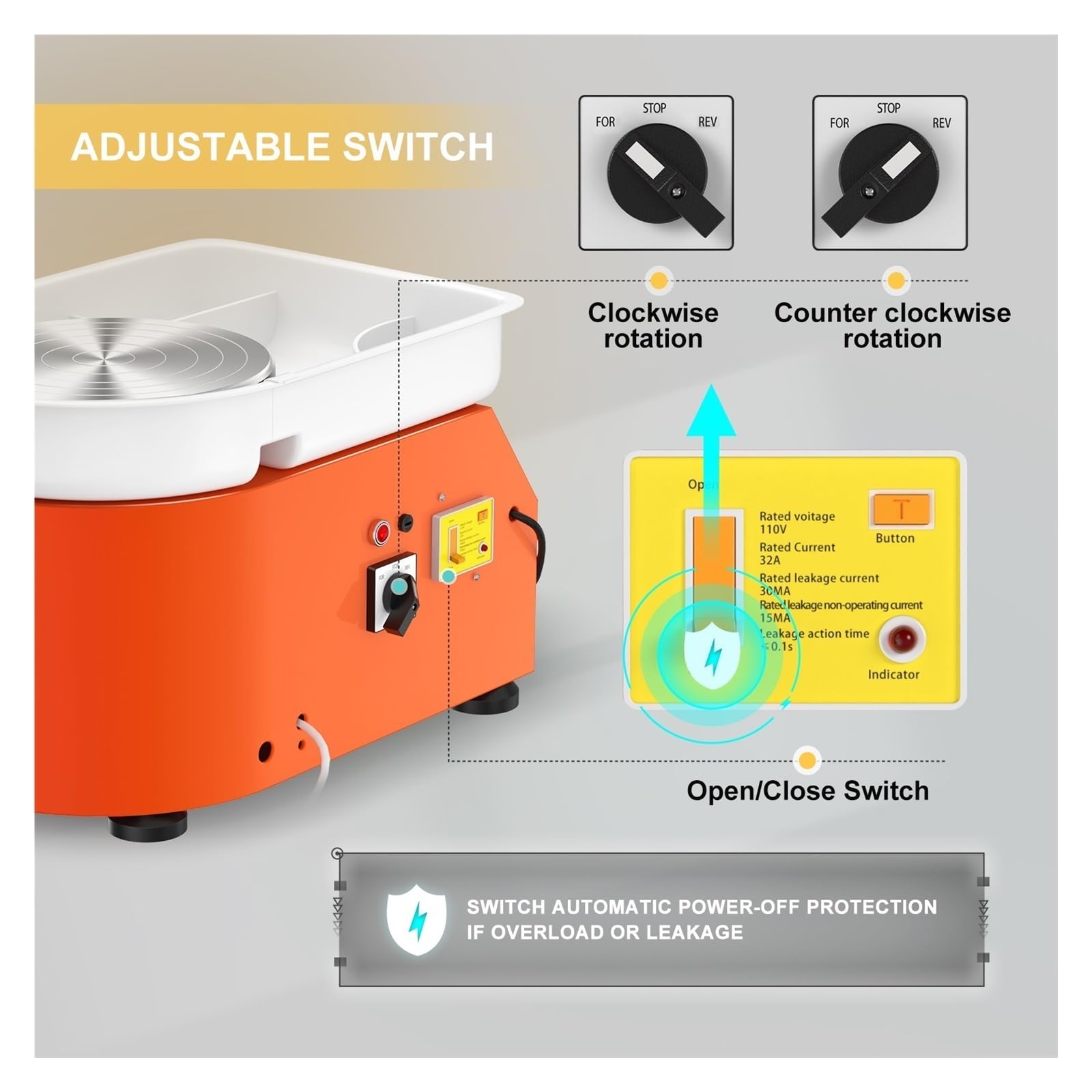 Torno De Cerámica Eléctrico Con Placa 25 Cm Y 350 W, Mango Manual Pedal For La Escuela, For Trabajar Arcilla Hacer Manualidades Control Preciso