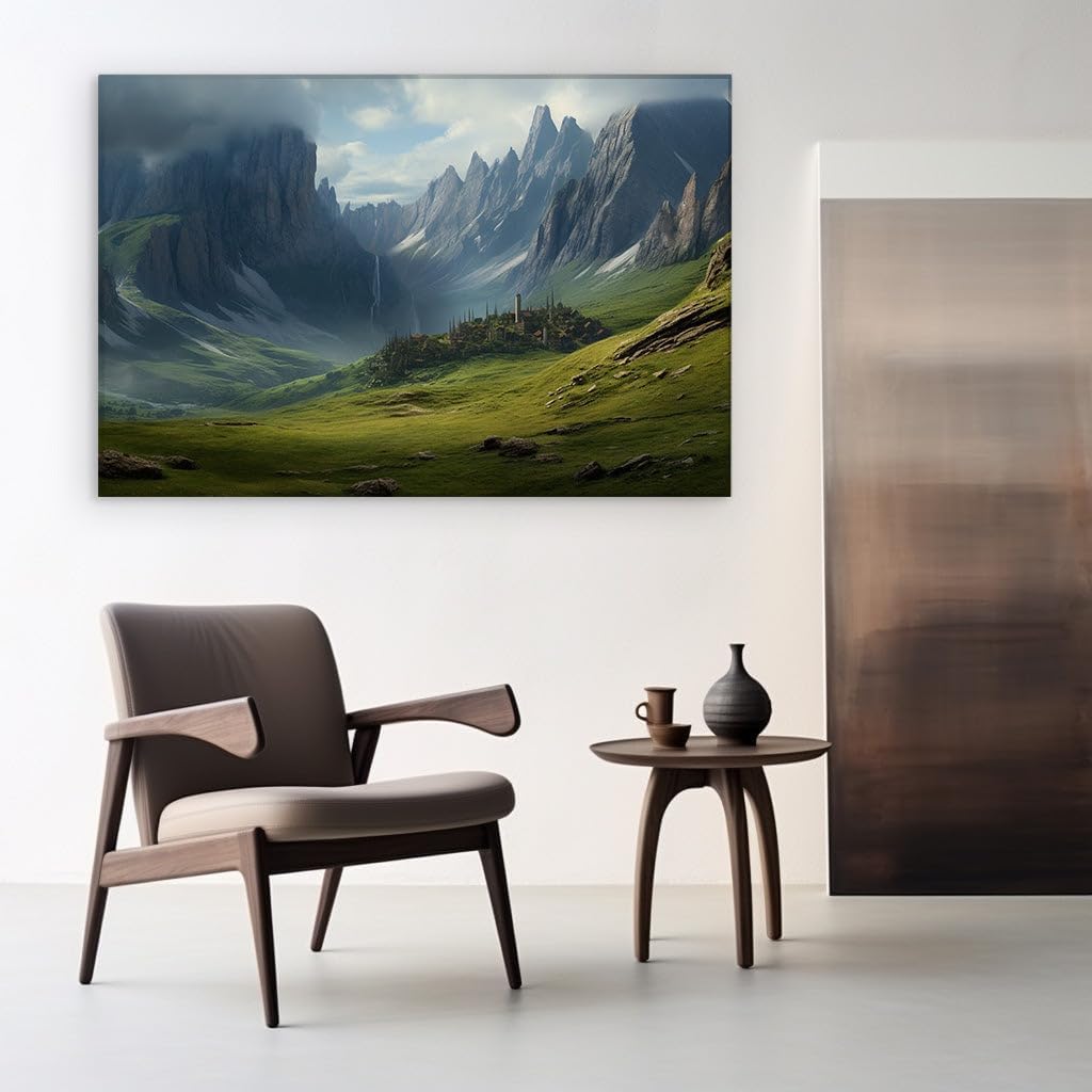 Canvas for Living room. Whispers of Serenity: Enchanting Valley Oasis Unveiled, 27 x 18 inch Canvas Wall Art - Contemporary Masterpieces - Modern Home Decor