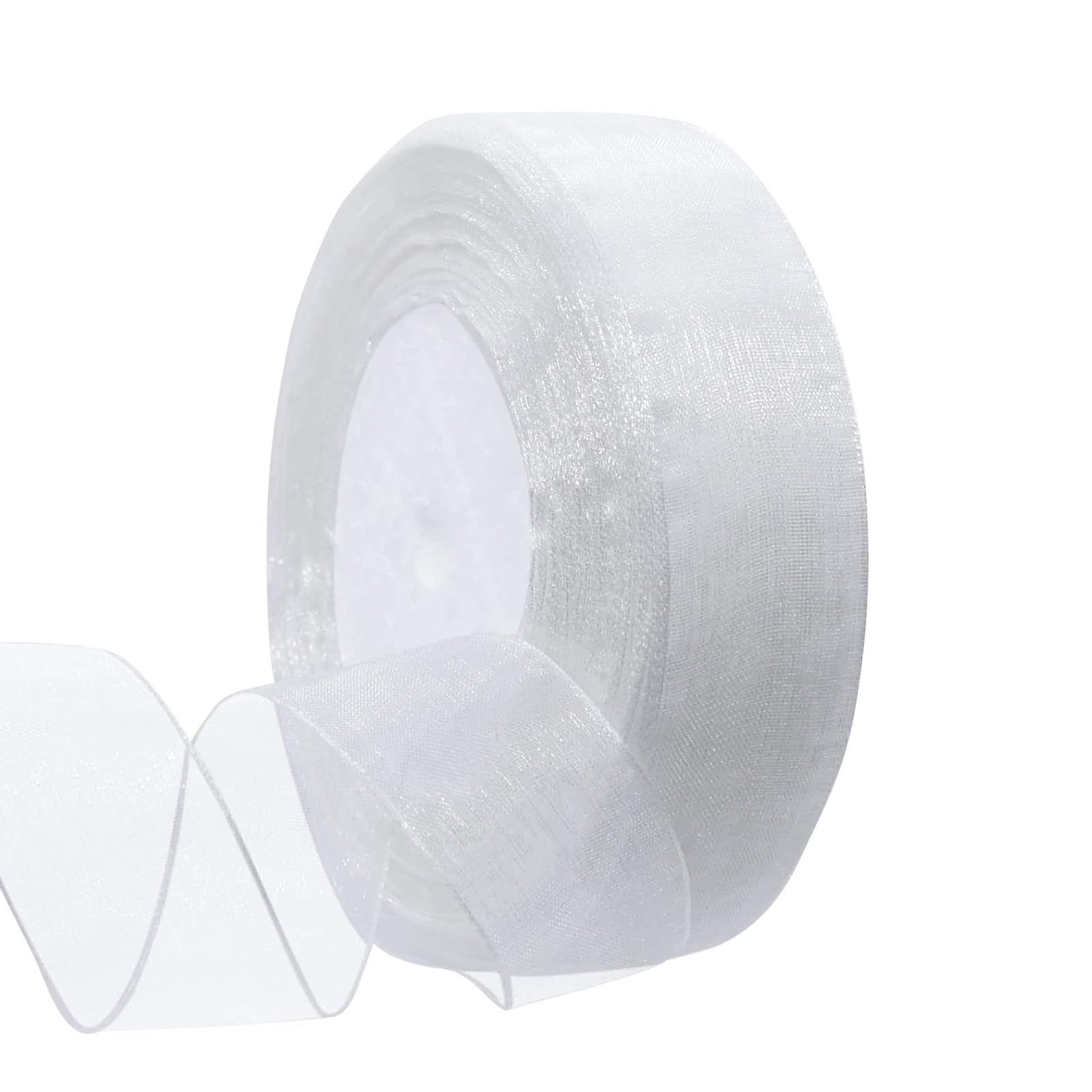 Yicoovey White Transparent Organza Ribbon, 45m x 2cm Wedding Gift Ribbon, Chiffon for DIY, Invitations, Party, Wedding, Gifts, Crafts Decoration