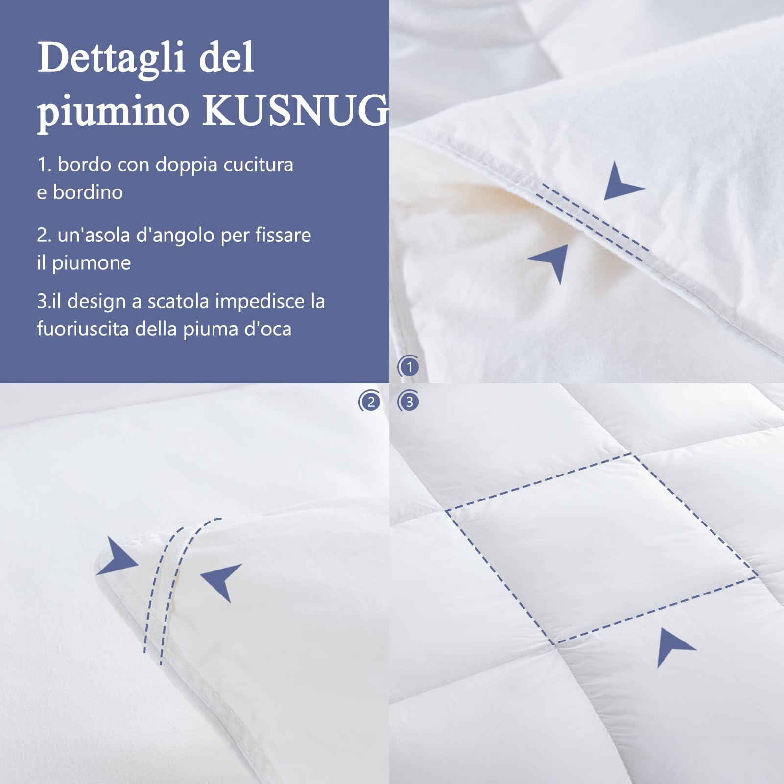 Piumone Matrimoniale Federa in Cotone Egiziano, 100% Puro Piumino e Piuma 4 Stagioni, Piumone Certificati Oeko-Tex e RDS per Letto, Piumini 220x240 cm Bianco
