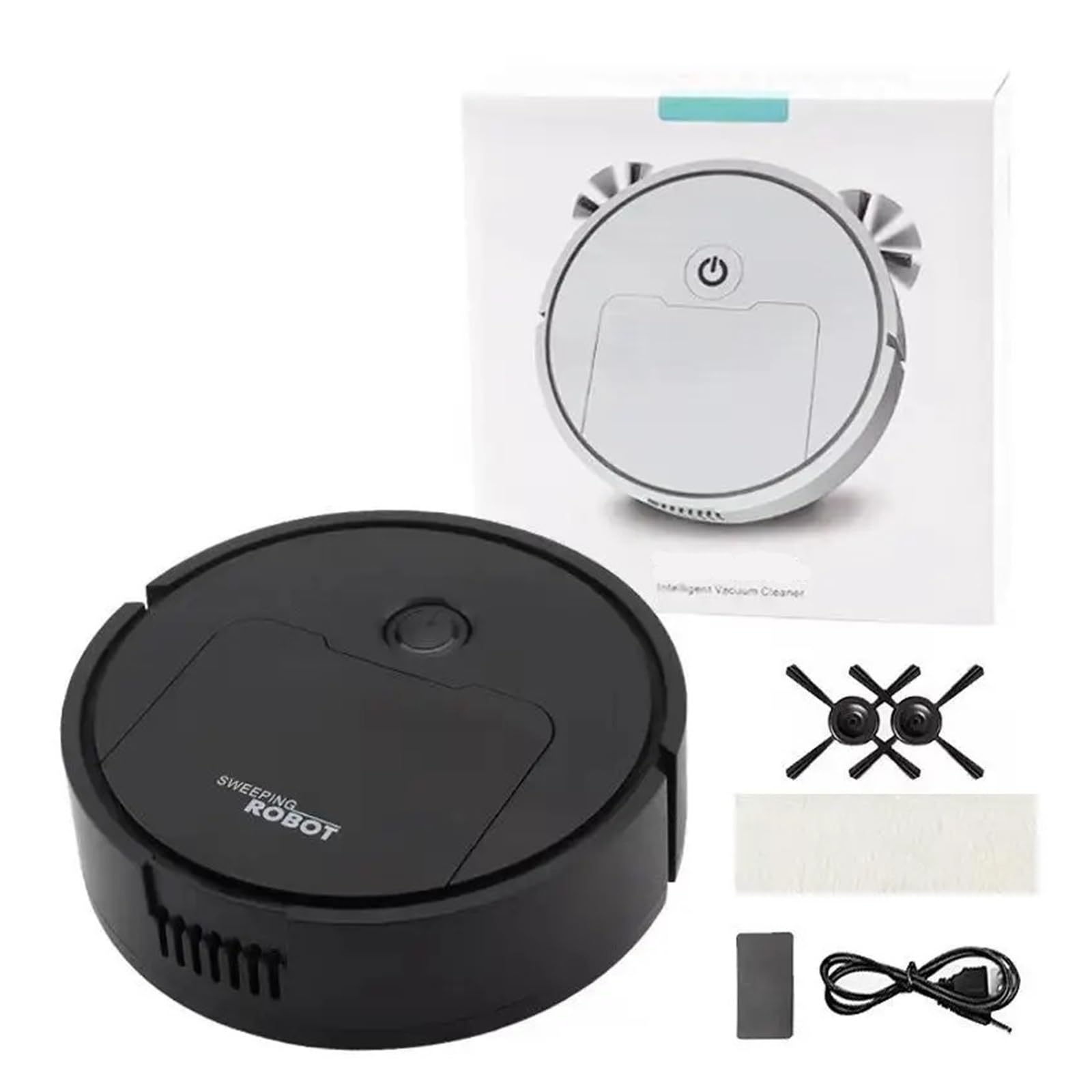 EWsdsfs Smart Sweeping Robot Vacuum Clean Fully Automatic 3-in-1 Suction Sweep and Mop Smart Sweeper 50000Pa Strong Suction(Black)