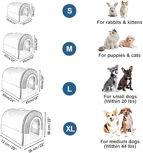 Miniatura 4 de ANPPEX Casa para perros pequeños para interiores, cama cubierta lavable 2 en 1 para perros y gatos, con aislamiento y acogedora cueva de iglú,